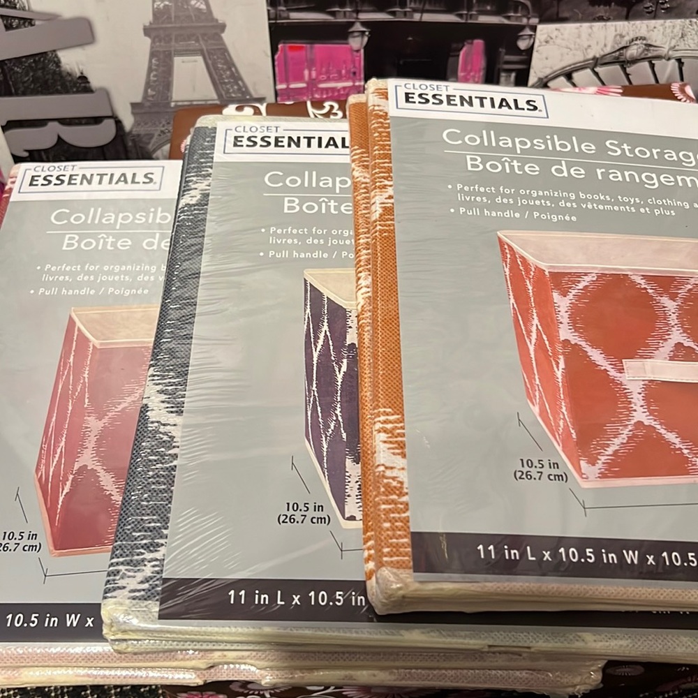 Six Closet Essentials Harvest Grey, Red, & Orange Collapsible Storage Containers